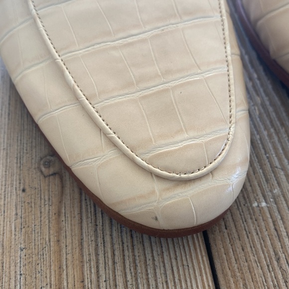 Sam Edelman Linnie Croc-Embossed Leather Bit Mules in Eggshell - Picture 4 of 10